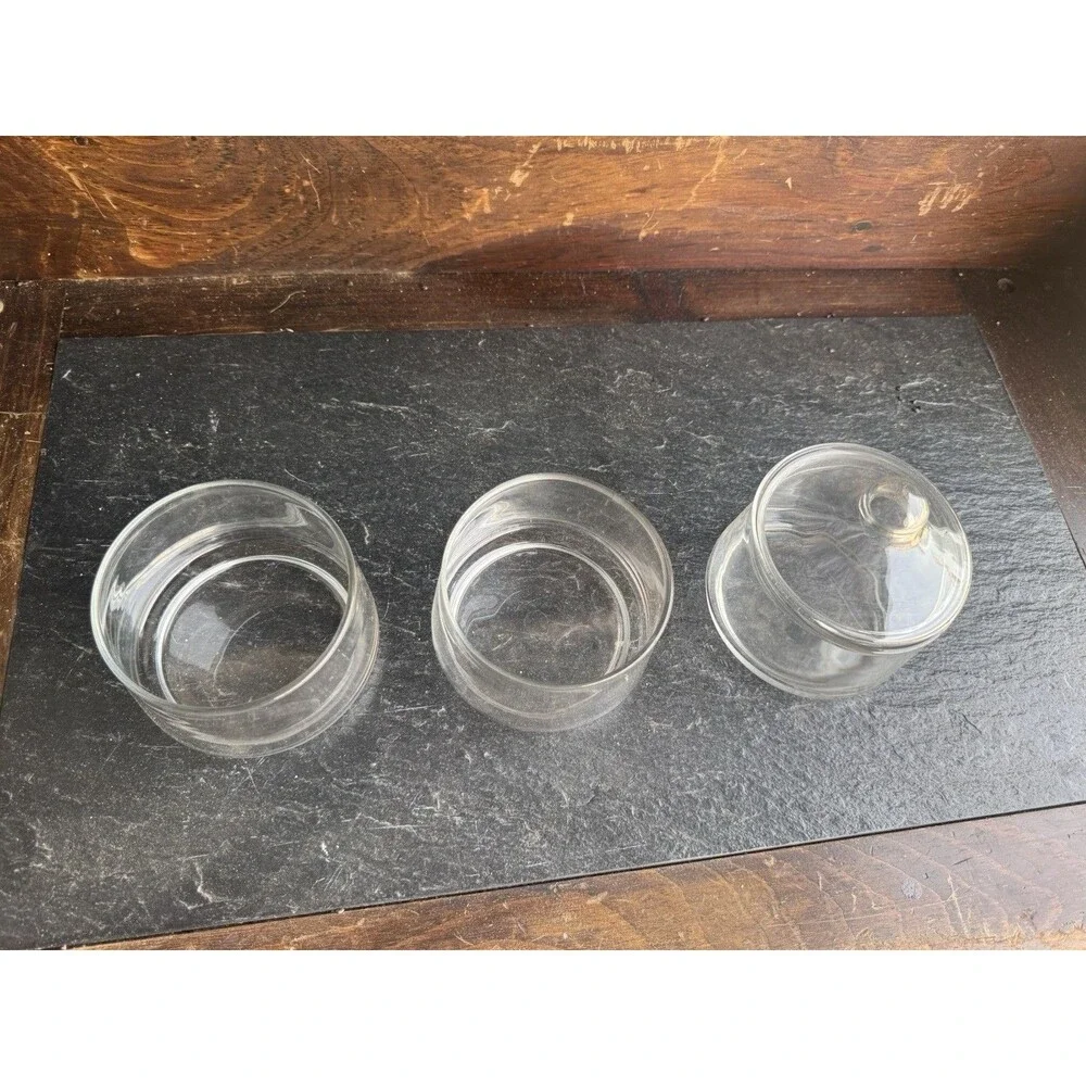 Clear Glass Stackable Canister Set w/ Lids, 3pc Cylinder